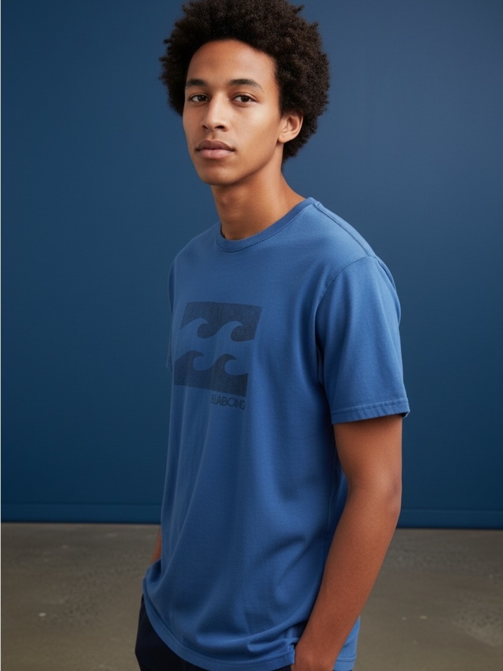 Billabong Mens Medium Surf Wave Logo Graphic Tee Short Sleeve Blue Organic